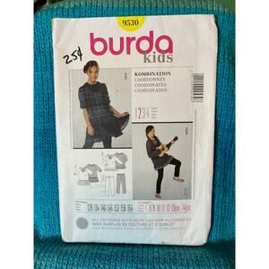 Burda 9530 sewing pattern girls skirt  top pants